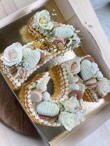 Naked Cake Zahlentorte in weiss