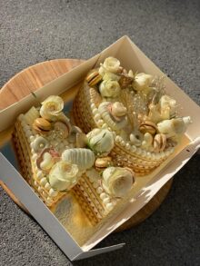 Naked Cake Zahlentorte in weiss